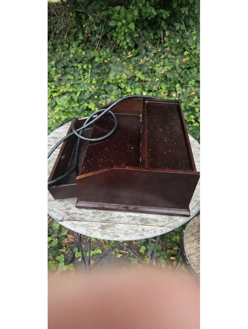 Pottery Barn Dark Wood Charging Station Desk Organizer Storage Drawer 6 Outlets